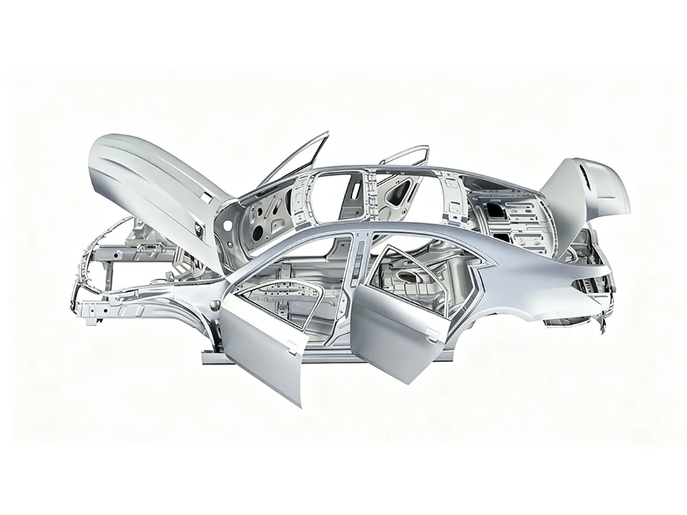 Automotive body structure illustrating formed-part applications