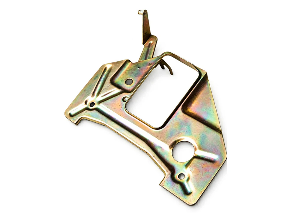 Stamped bracket illustrating prototype and short-run part geometry