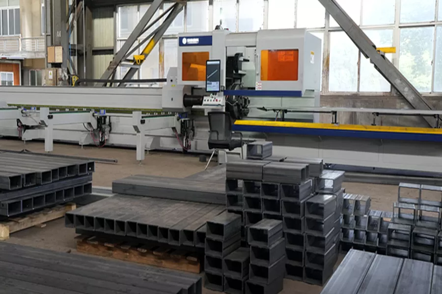 Steel stock and blanking equipment prepared for machine bed fabrication