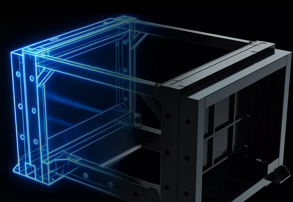 Rigid gantry and welded bed of the AT Series five-axis laser cutting machine